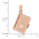 14k Rose Gold 3-D HOLY BIBLE with Lord's Prayer and Moveable Pages Pendant - Image 3