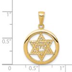 14K Jewish Chai In Star Of David Round Pendant - Image 4