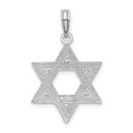 14K White Gold Textured Star Of David Charm - Image 4
