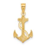 14k Polished Anchor with Rope Pendant - Image 3