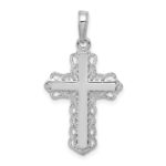 14K White Gold Lacey Trim Cross Pendant