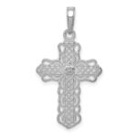 14K White Gold Lacey Trim Cross Pendant - Image 3