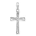 14K White Gold Diamond-cut -X- Center Cross Pendant - Image 3