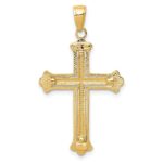 14K and White Rhodium Budded Yellow Cross Frame Pendant - Image 4