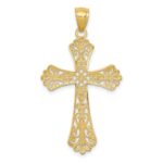 14k and White Rhodium Diamond-cut Cross Pendant - Image 4