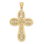 14K Two-tone Diamond-cut Layered Cross Pendant - Image 3
