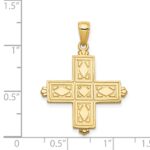 14K Etched Square Cross with Floral Reverse Pendant - Image 3