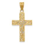 14K Two-Tone Diamond-cut Small Filigree Crucifix Pendant - Image 4