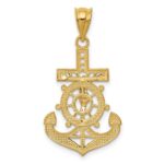 14k and White Rhodium Diamond-cut Mariners Crucifix Pendant - Image 4