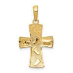 14K and White Rhodium Footprints Cross Pendant - Image 4