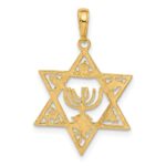 14K Star of David with Menorah Pendant - Image 3