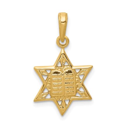 14K Star of David with Tablets in Center Pendant