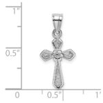 14K White Gold Small Cross with Flower Pendant - Image 4