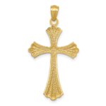 14K Diamond-Cut Rhodium Budded Cross Pendant - Image 4