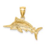 14K Satin Diamond-cut Marlin Pendant - Image 3