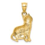 14K Satin Diamond-cut Cat Pendant - Image 3