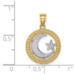 14K and White Rhodium Star and Moon Pendant - Image 4