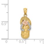 14K Tri Color Plumeria Sandal Pendant - Image 4