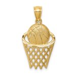 14K Basketball in Hoop Pendant