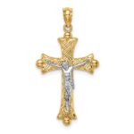 14K Two-Tone Florentine Crucifix Pendant