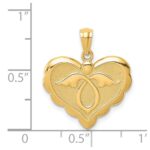 14K Angel in Heart Scalloped Edge Pendant - Image 4