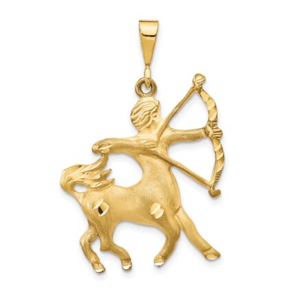 14k Satin Diamond-cut Sagittarius Zodiac Charm