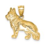 14K Satin Diamond-cut German Shepherd Dog Pendant - Image 3