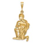 14k Satin Diamond-cut Aquarius Zodiac Charm - Image 4