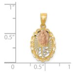 14K Two-tone with White Rhodium Our Lady of Guadalupe 15 Pendant - Image 4