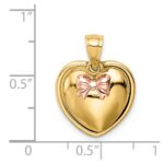 14K with Rose Plating Bow I LOVE YOU Inside Heart Pendant - Image 5