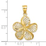 14k Polished and Beaded Plumeria Flower Charm - Image 3