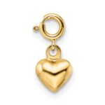 14K Polished 3-D Puffed Heart with Spring Ring Clasp Charm