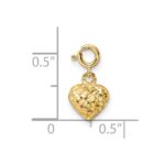 14K 3-D Puffed Diamond-cut Heart with Spring Ring Clasp Charm - Image 4