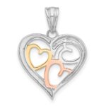 14K Tri-color Diamond-cut Hearts Pendant - Image 3