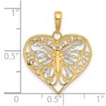 14K and White Rhodium Diamond-cut Butterfly Heart Pendant - Image 4