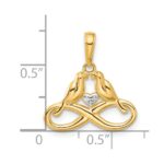 14K and White Rhodium Diamond-cut Infinity Love Birds Pendant - Image 4