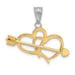 14K with White Rhodium Diamond-cut Hearts and Arrow Pendant - Image 3