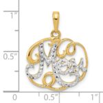 14k and White Rhodium Diamond-cut MOM in Fancy Pendant - Image 4