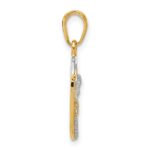 14k and White Rhodium Diamond-cut MOM Heart Pendant - Image 2