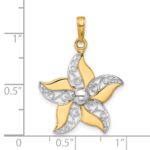 14k and White Rhodium Filigree Flower Pendant - Image 4