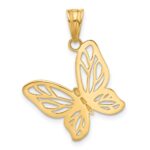 14K and White Rhodium Diamond-cut Butterfly Pendant - Image 3