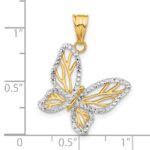 14K and White Rhodium Diamond-cut Butterfly Pendant - Image 4