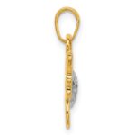 14K and White Rhodium Polished and Diamond-cut Butterfly Pendant - Image 2