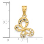14K and White Rhodium Polished and Diamond-cut Butterfly Pendant - Image 4