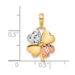 14k with Rose and White Rhodium Polished and Diamond-cut Clover Pendant - Image 4