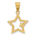 14K and White Rhodium Diamond-cut Stars Pendant - Image 3