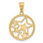 14K and White Rhodium Diamond-cut Stars Pendant - Image 3