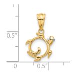 14K with White Rhodium Diamond Cut Swirl Turtle Pendant - Image 4