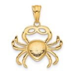 14K with White Rhodium Polished and Diamond Cut Crab Pendant - Image 3