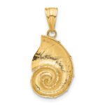 14K with White Rhodium Polished and Diamond Cut Nautilus Shell Pendant - Image 3